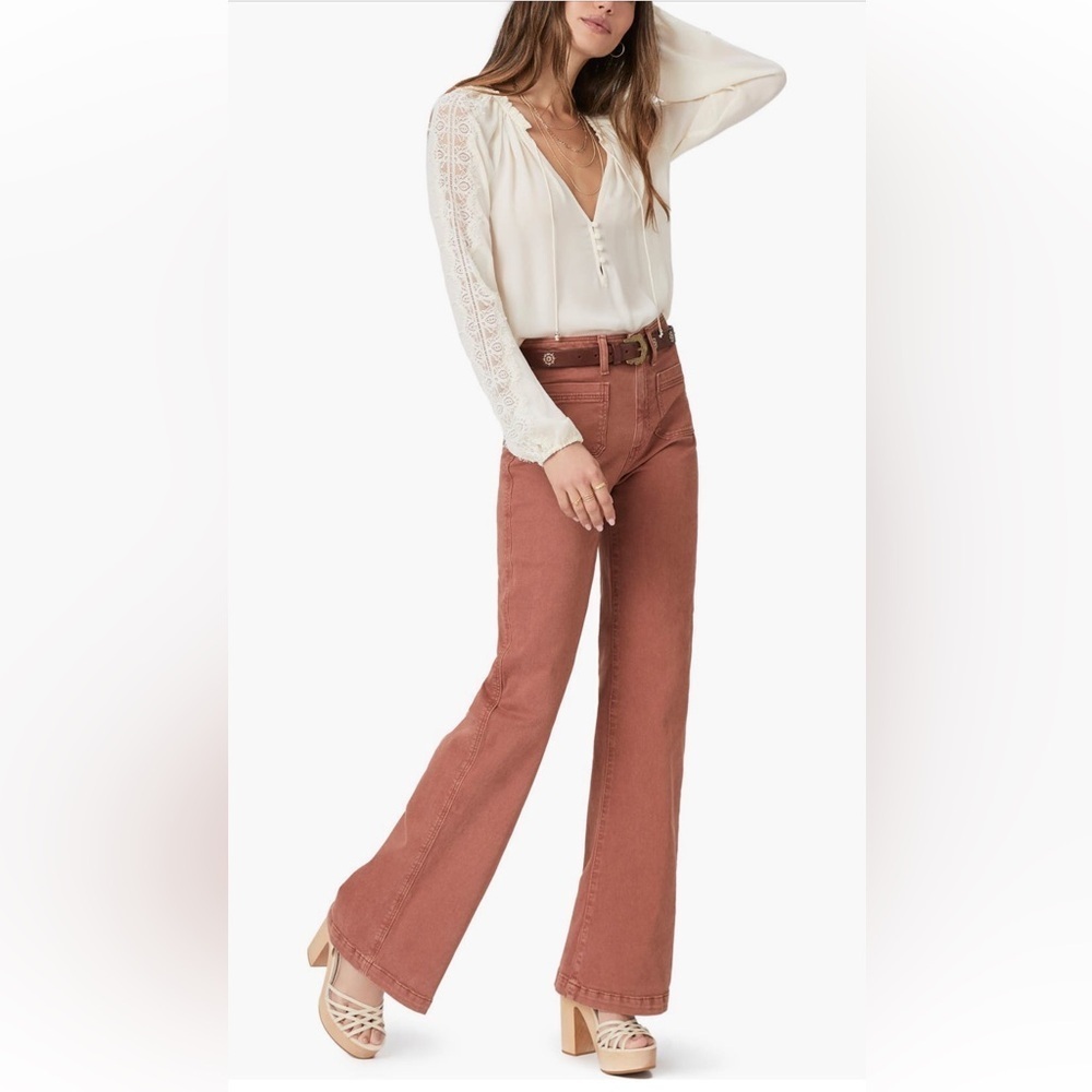 PAIGE NWT Leenah Patch Pocket Leg Jeans in Vintage Burnt Terracotta— size 26